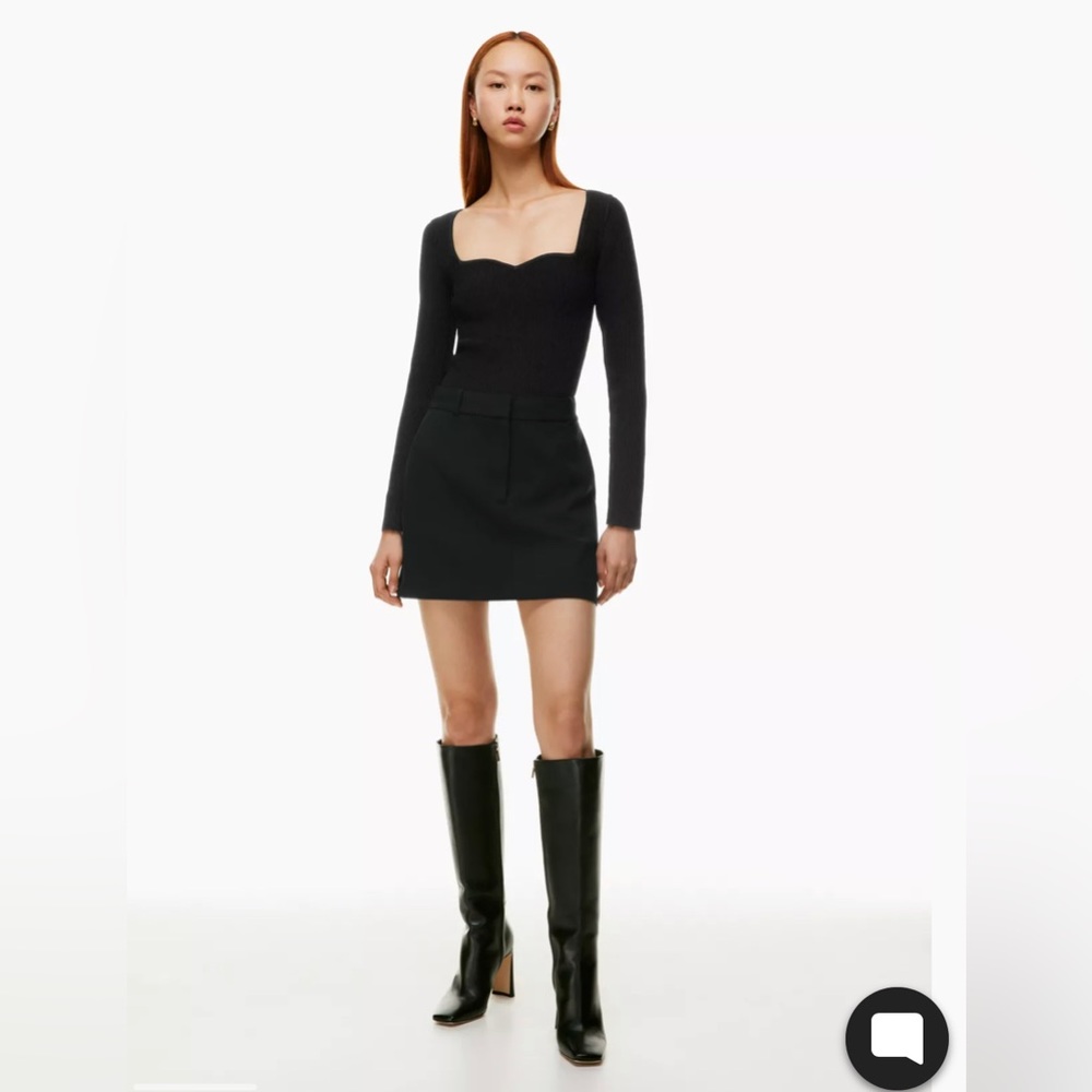 Aritzia - Babaton Sculpt Knit Sweetheart Longsleeve - Black - 2XS